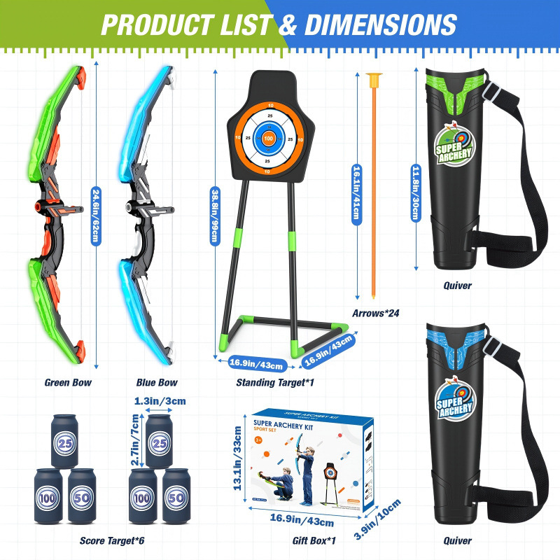 2026 New Cross-Border Dropshipping Led Luminous Archery Set Material Indoor/Outdoor