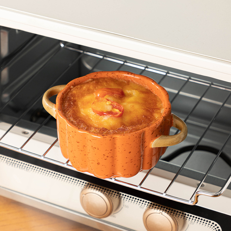 Creative Pumpkin baking bowl with lid ceramic baking tableware dessert soup bowl water-proof stew bowl household steamed egg pumpkin bowl