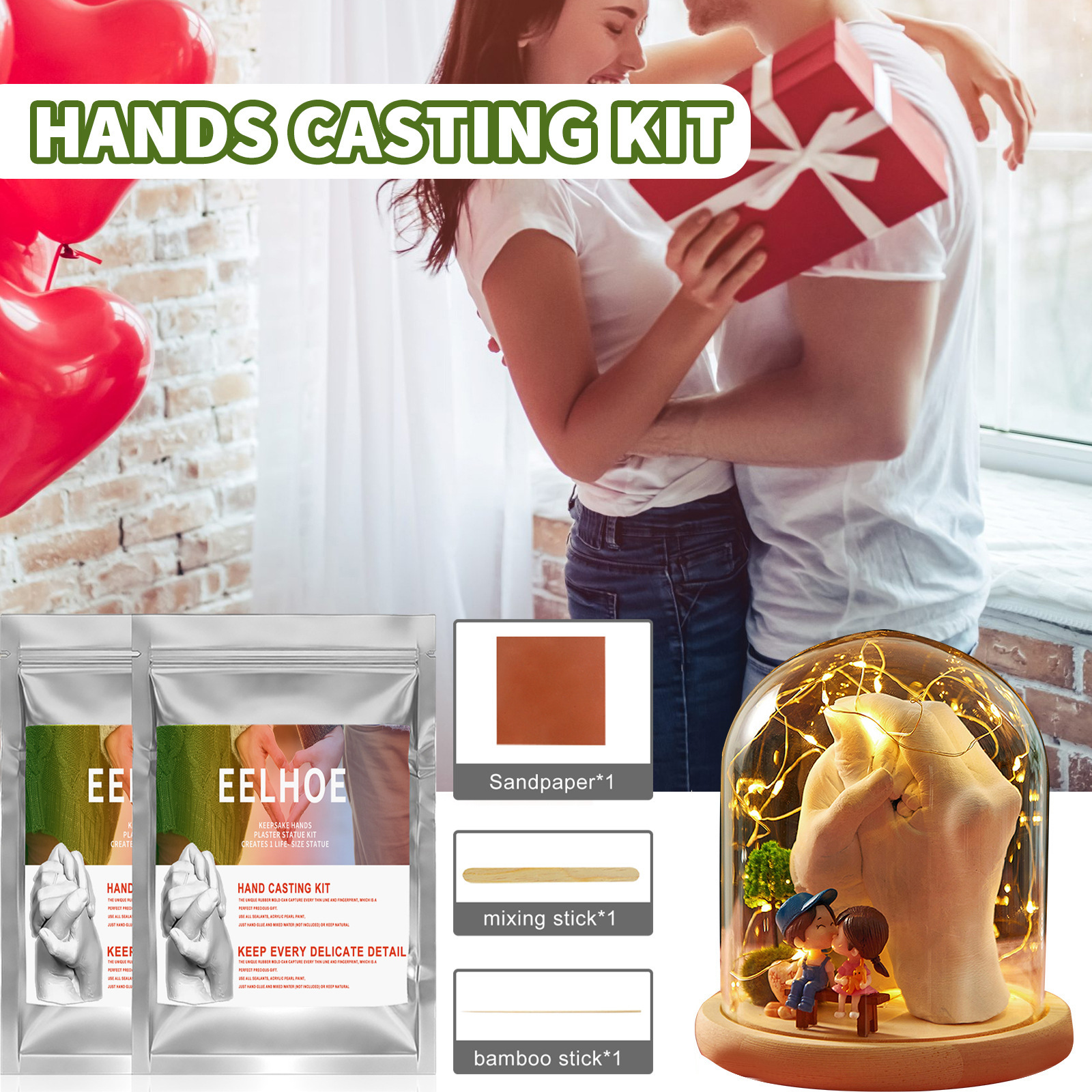 Eelhoe Couple Hand Model Clone Powder Valentine's Day Gift Infant Making Material Three-Dimensional Hand and Foot Model