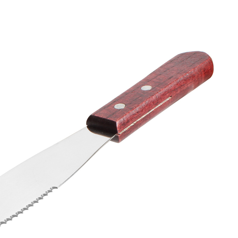 In stock creative stainless steel wooden handle cheese knife cheese knife toothless Western cheese butter scraper baking tool