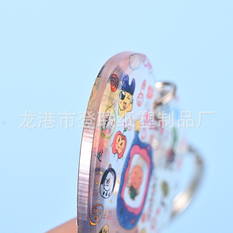 Acrylic Imitation Resin Keychain Custom-Made Thickened Heart-Shaped Resin Printed Photo Cartoon Anime Pendant Customization