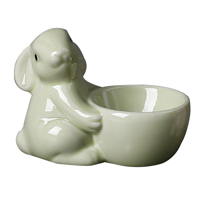 Cross-border European-style Rabbit Ceramic Egg Cup Breakfast Egg Cute Fresh and Simple Decoration Desktop Living Room Home Decoration