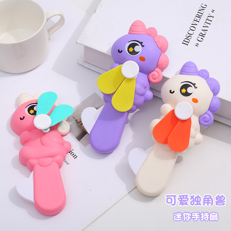 New Unicorn Fan cartoon handheld fan portable multifunctional mini hand pressure small fan drainage small gift