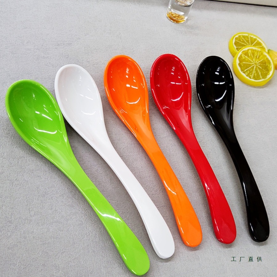 10-Pack of Shatter-Resistant Melamine Spoons for Commercial Use, Long-Handle Turtle Shell Spoons for Rice Noodles, Ramen, and Spicy Hot Pot Soup