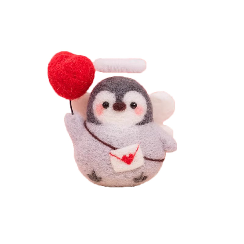 Wool Felt DIY Material Package Handmade Couple Gift Doll Little Penguin Car Key Pendant