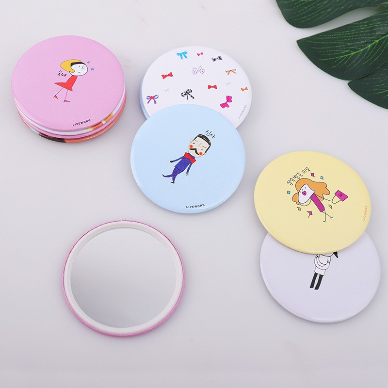 Mini Small Mirror to Carry with You Tinplate Mirror Cartoon Cute Portable Makeup Mirror Student Makeup Mirror