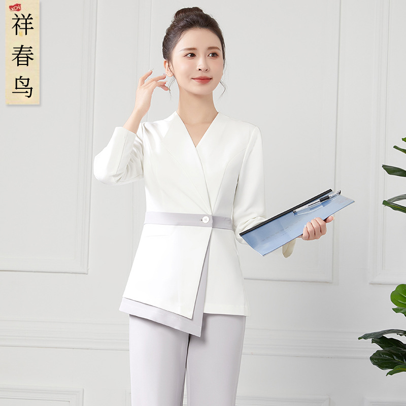 Высококачественная форма медсестры длинный рукав для медицинской красоты для женщин весна и осень салон красоты стоматология раздельный костюм