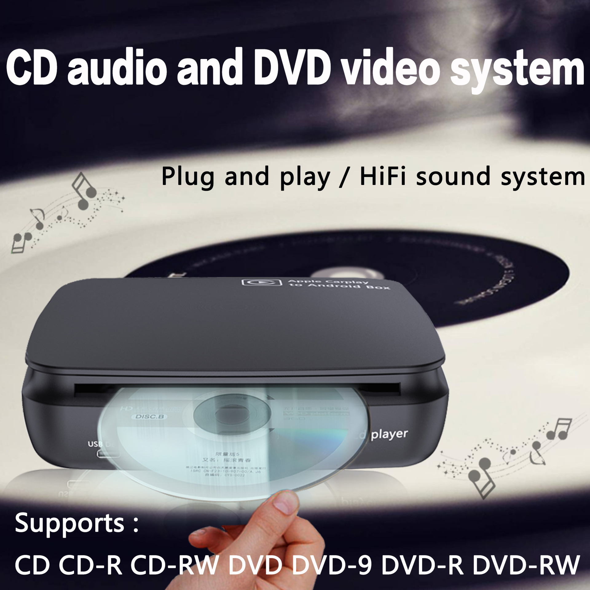 Car Cd Player with Android Mirror-Link and Carplay in 2+64g