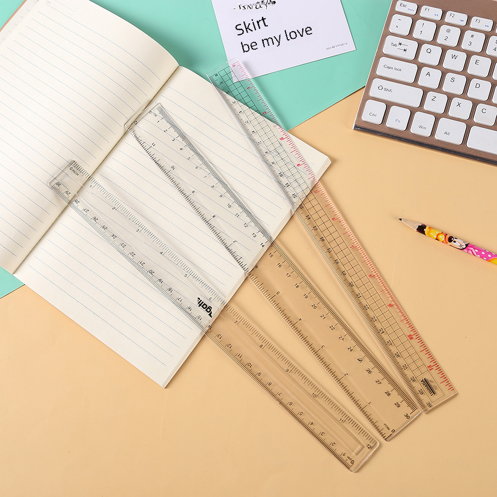 30cm ruler in stock mapping advertising multi-functional student stationery plastic ruler injection molding black scale can be Wholesale