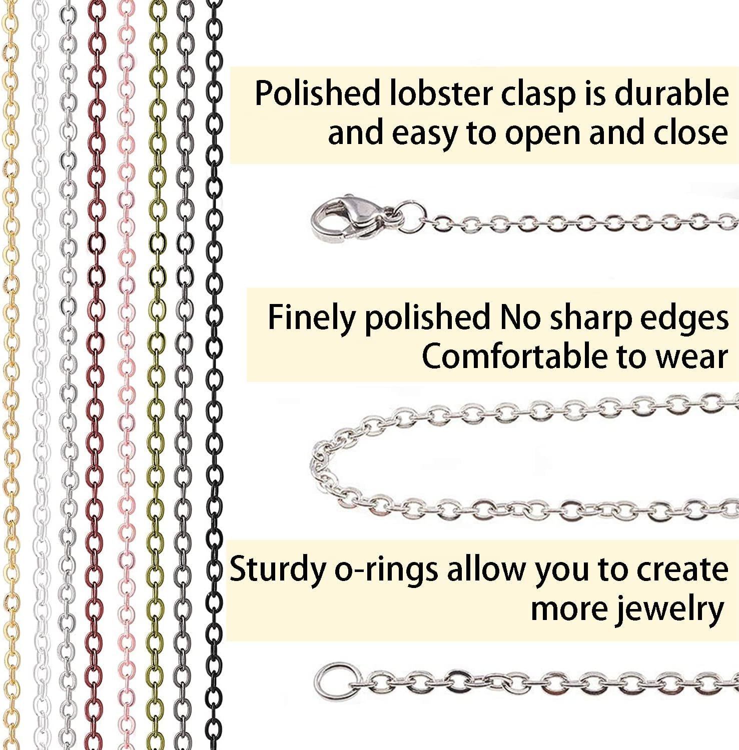 Jishi 80 Feet (Approximately 24.4m) Necklace Jewelry Making Chain Ring Roll Bulk 2 mm - Hand