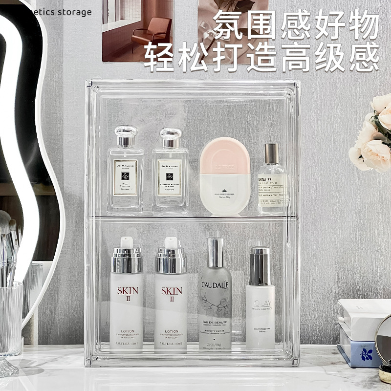 Multifunctional Wall-Mountable and Stackable Magnetic Suction Figure Blind Box High-Transparent Display Cabinet Cosmetics Dust-Proof Storage Box