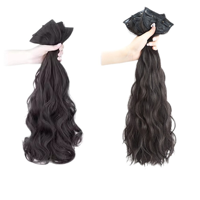 Wig women's long hair one-piece water ripple wig invisible seamless hair extension three-piece long curly hair big wave