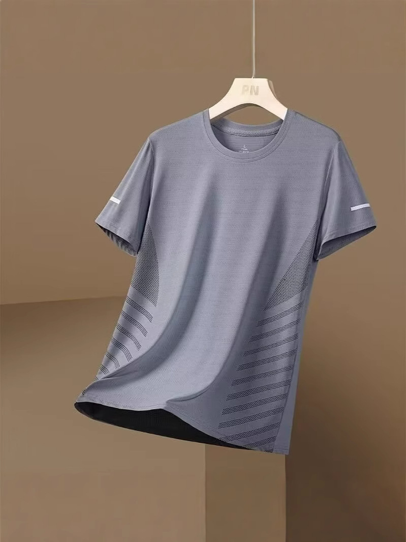 Wholesale Spot Mesh Short-Sleeved T-Shirt Men's Summer Ice Silk Quick-Drying Thin Cheap Cool Breathable Half-Sleeved T-Shirt