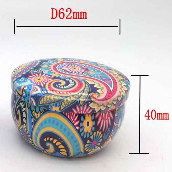 Spot Cross-Border Amazon 2.2oz Retro Tinplate Ethnic Style Mandala Candy Jar Aromatherapy Candle Jar