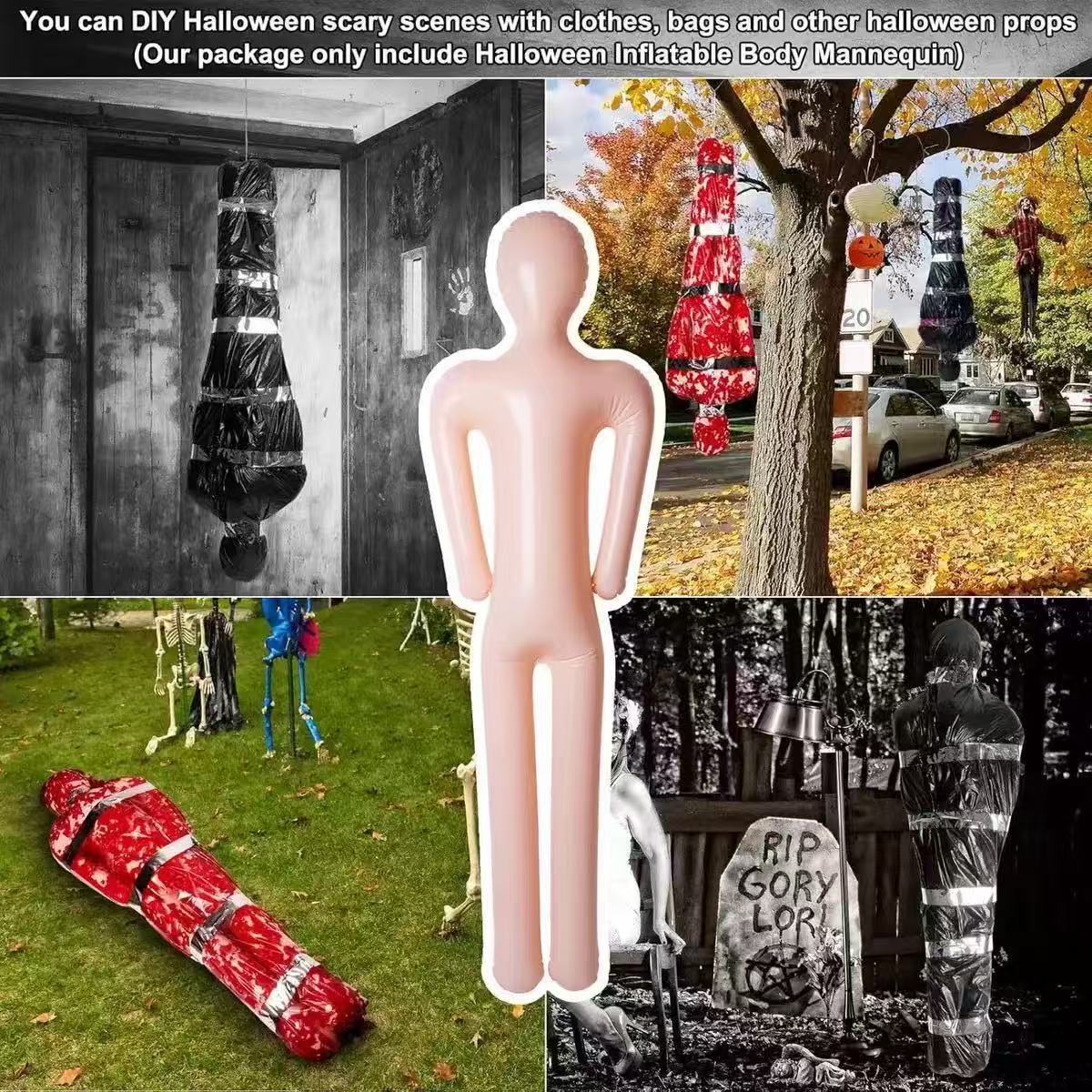 Factory Direct Sales Cross-Border Spot Inflatable Dummy Halloween Model Haunted House Inflatable Corpse Props Horror Spoof