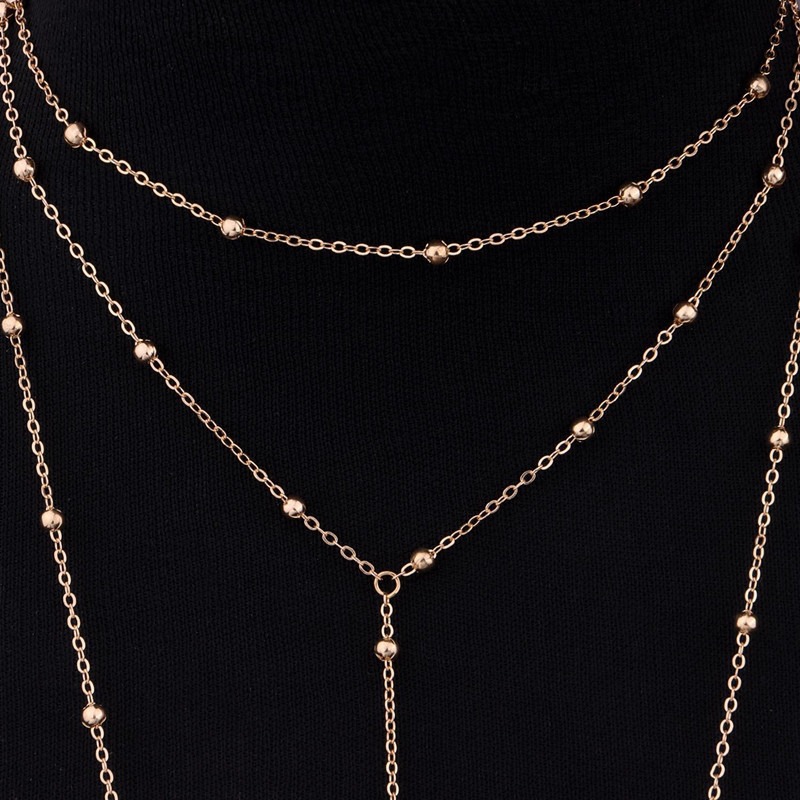 European and American Cross-Border Foreign Trade Jewelry Wholesale Simple and Versatile Bikini Bra Body Chain Copper Bead Chain Light Chain