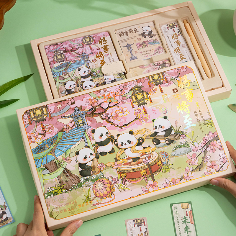 Guofeng Cute Panda Hand Account Gift Box suit Notebook Student Gift Accompanying Gift Set of Stationery Gift