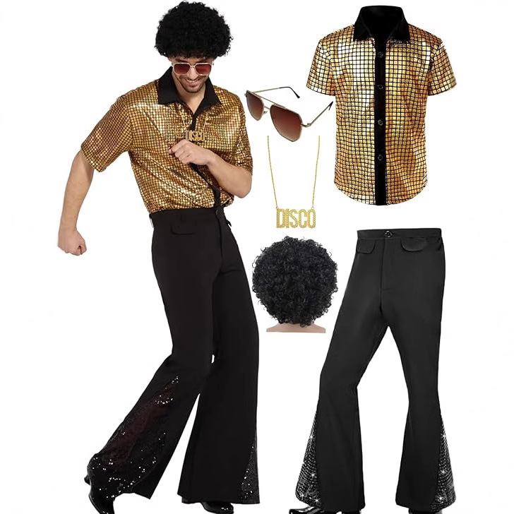 2025 Spot New 70S Boys Classic Casual Retro Glossy Suit Disco Performance Clothing