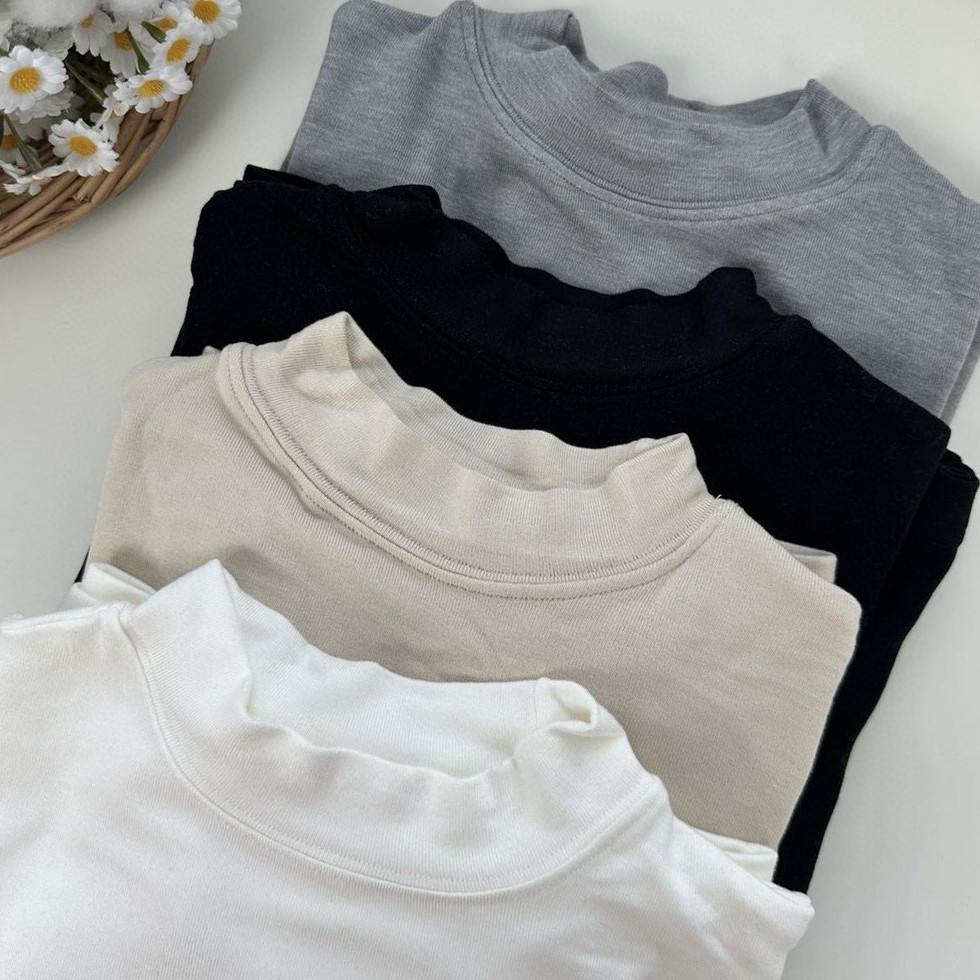 Half Turtleneck Camellia Cashmere Protein Single Shirt Autum Fashion Warm Base Shirt with Long-Sleeved Pure Color Top