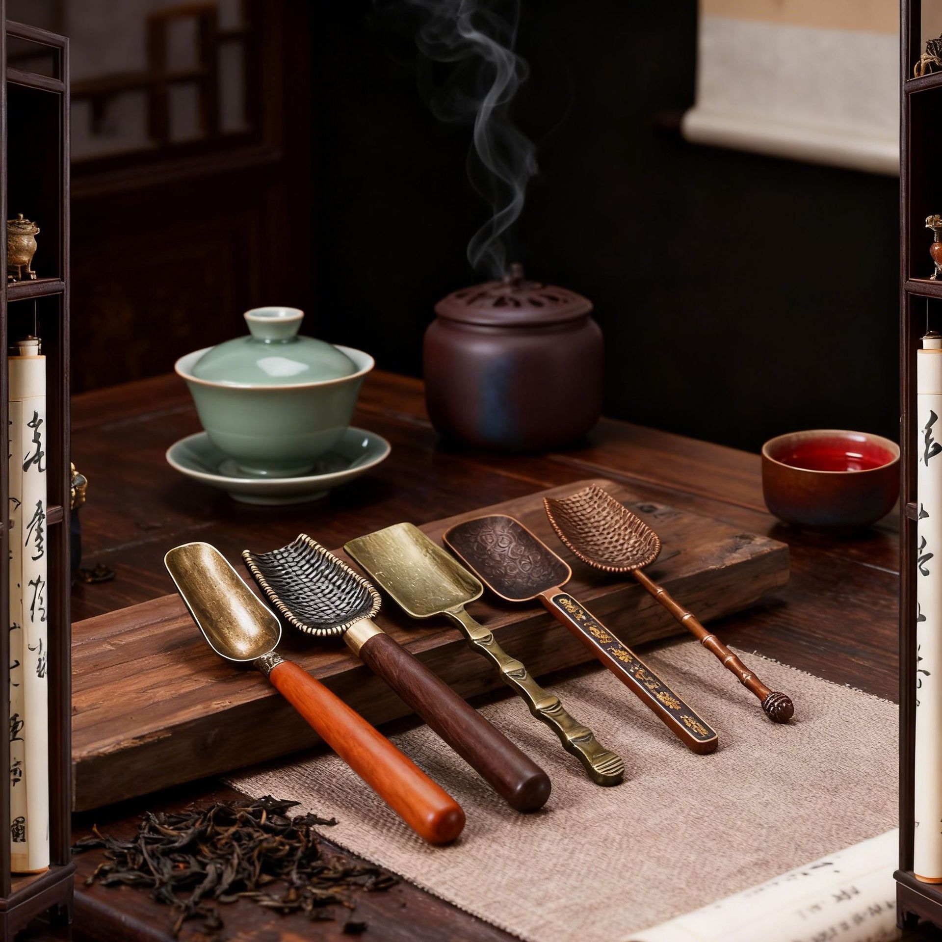 Алюминиевая чайная ложка, аксессуары для чайной церемонии, металлическая ложка для чайных листьев, инструмент для заваривания чая