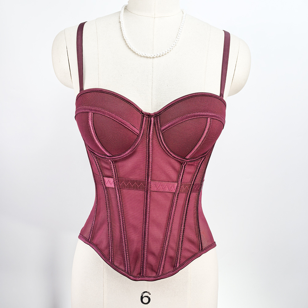 Бюстгальтер в стиле Европы и Америки, трикотажный, сетчатый, с чашечками, с эффектом похудения, красивой спинкой