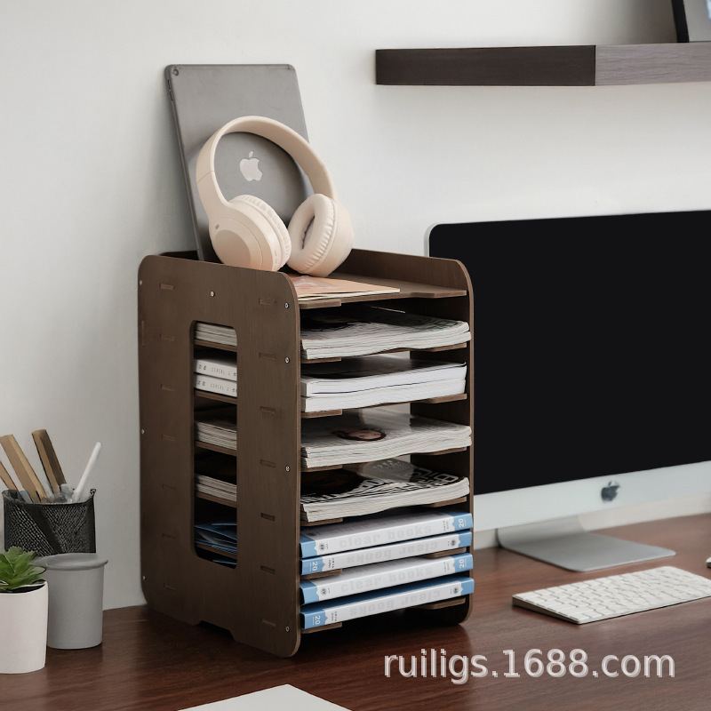 File Shelf Storage Rack Multi-Layer Folder Storage Box Desktop Organization Artifact Office Supplies Storage Rack Book
