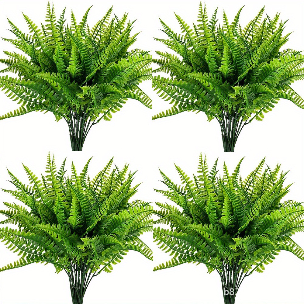 Cross-Border Artificial Plant 7-Prong Bundle Artificial Persian Fern Grass Eucalyptus Fence Plastic Green Leaves Plastic Green Plant Set