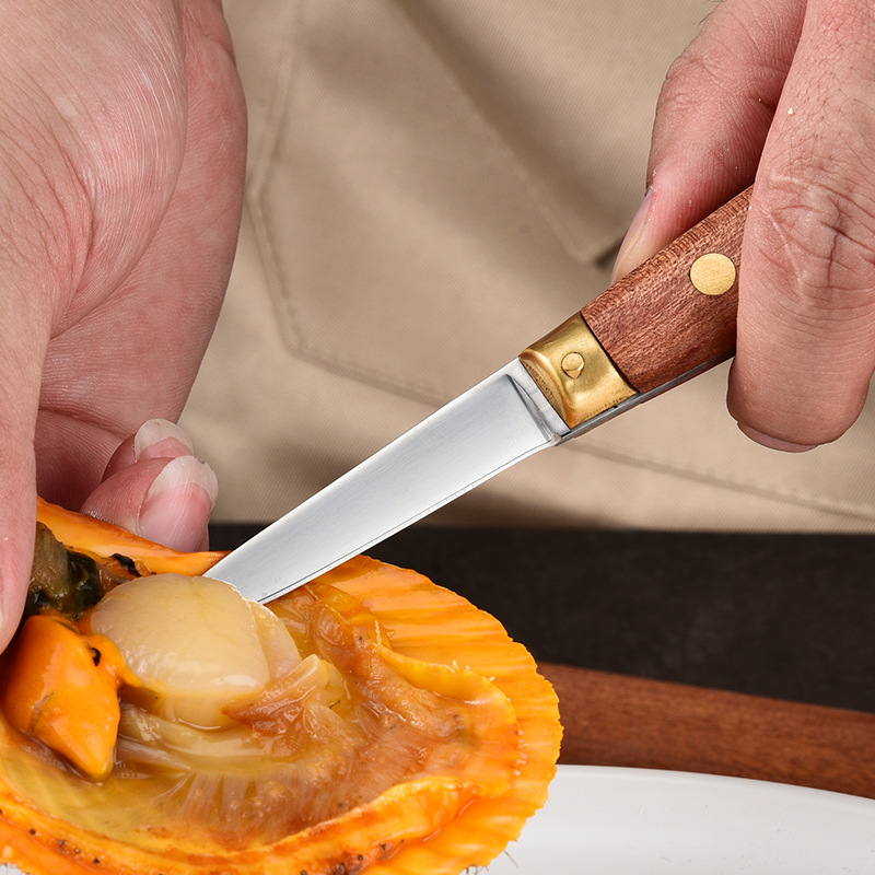 Yangjiang Thickeneded Anti-Cut Stainless Steel Oyster Knife Rosewood Handle Oyster Opening Knife Oyster Knife Scallop Knife Shell Knife Wholesale