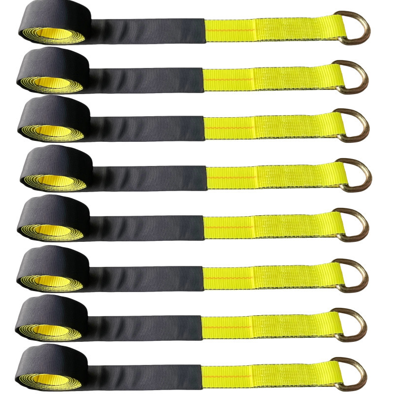 Длинный ремень с D-образным кольцом 2 дюйма с защитным чехлом, фиксирующий ремень для колеса автомобиля