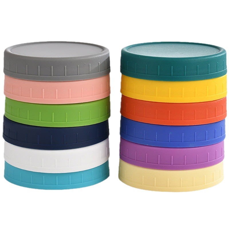 Amazon Pp Plastic Mason Lid Colorful 70mm Standard Mouth 86mm Wide Mouth Handle Cup Mason Jar Sealing Lid