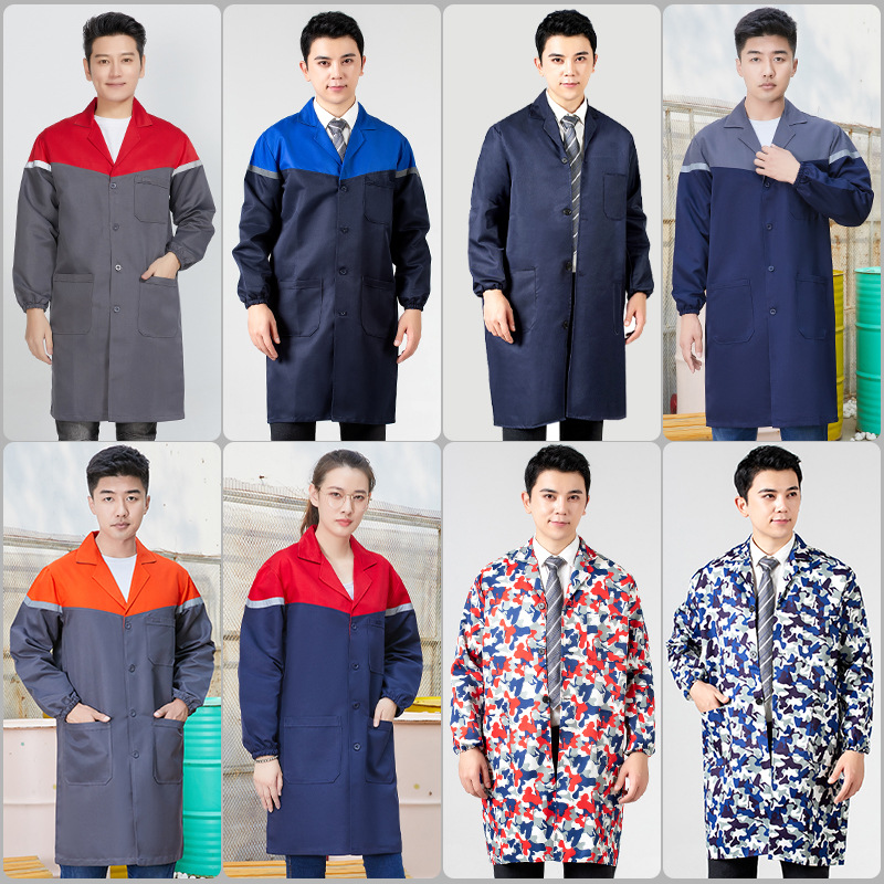 Camouflage Coveralls, Blue Coat, Work Clothes, Stain-Resistant Workwear Jacket, Labor Protection Clothing, Printed Trendy Workwear Style