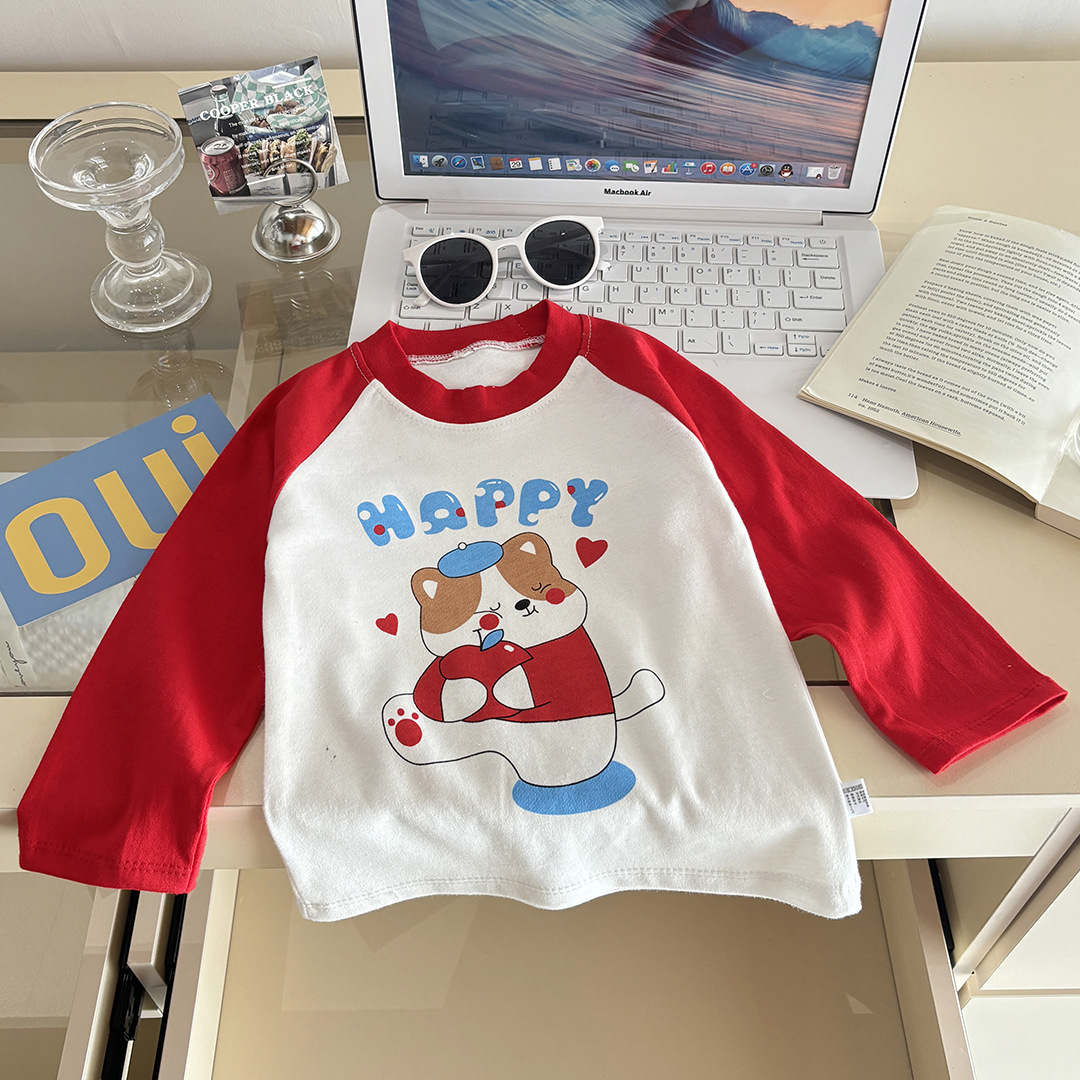 Children's Pure Cotton Long-Sleeved T-Shirt Spring Bottoming Shirt Baby New Boy's Top Girl's Baby Clothes Kidsren's Clothing
