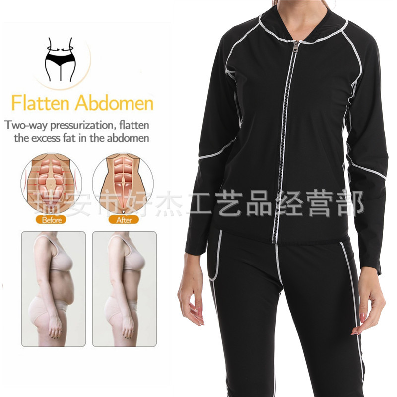 Amazon Men's belly contracting yoga sweat suit European and American plus size sports workout clothes suit stitching long sleeve corset