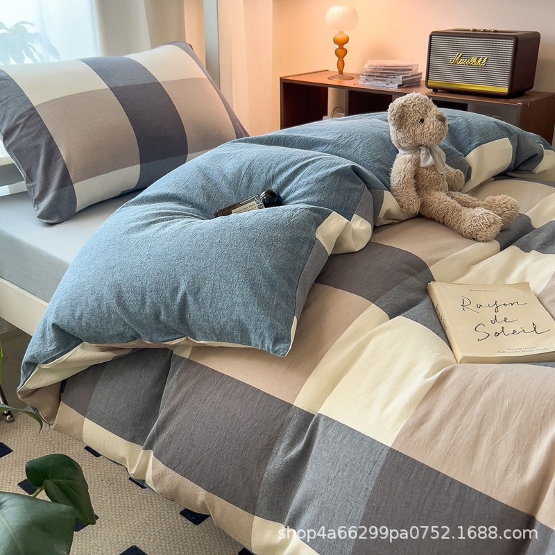 New Pure Cotton Washed Cotton Student Dormitory Three-Piece Bed Bed Sheets Set Six-Piece Gift Package Student Season