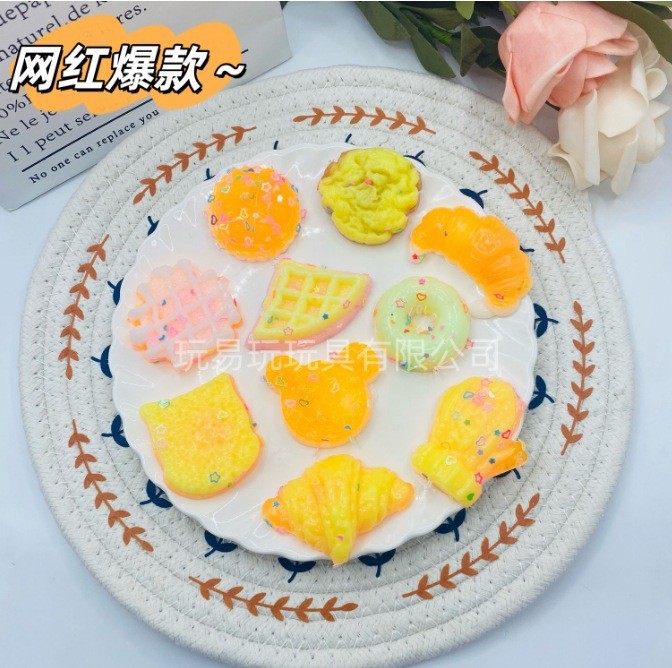 Simulation Food Toy Cat Paw Squishy Cake Toast Waffle Squishy Simulation Ice Cream Stress Relief Toy Squishy