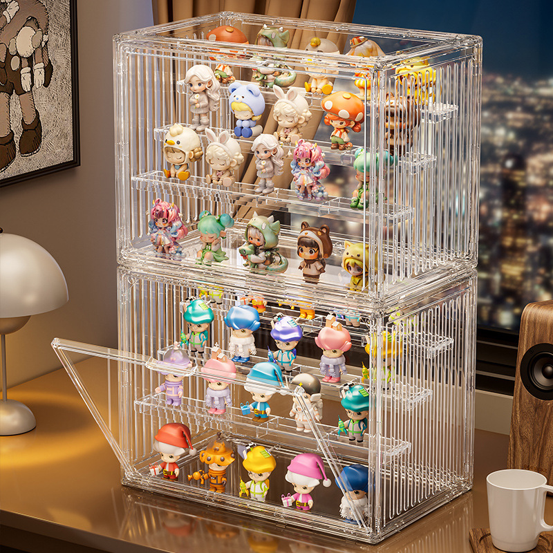Blind Box Storage Display Stand Transparent Magnetic Dust-Proof Figure Storage Box Bubble Mart Doll Display Cabinet