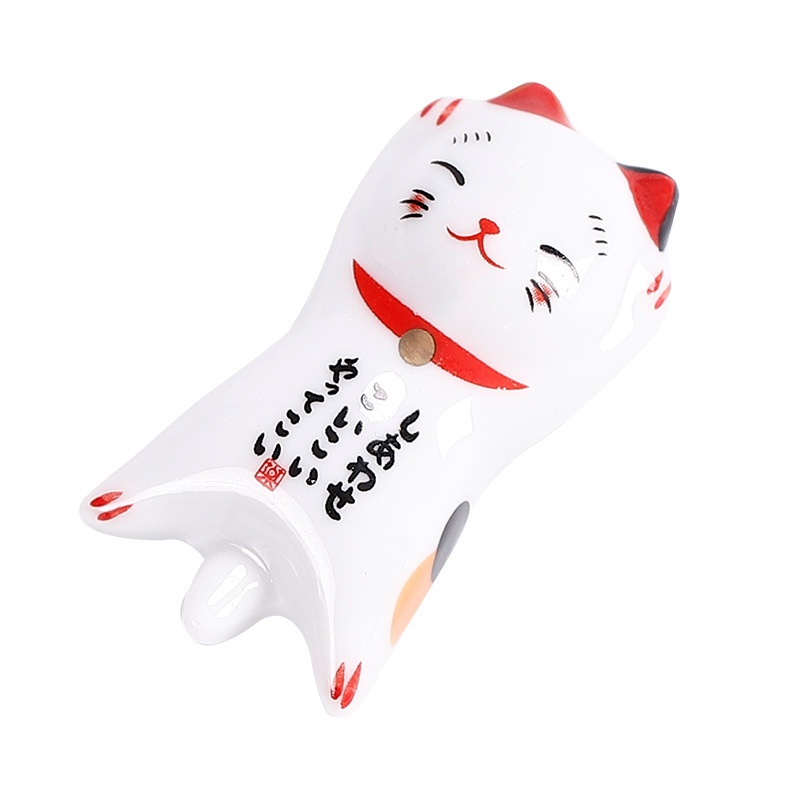 Mingxin Cartoon Cute Lucky Cat Japanese Chopstick Holder Ceramic Chopstick Holder Household Tableware Chopstick Pillow Pen Holder Desktop Small Ornaments