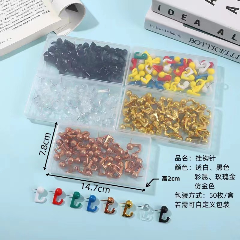 Factory wholesale color crochet plastic hook pin cork board pushpin storage hook wall load-bearing accessories nail