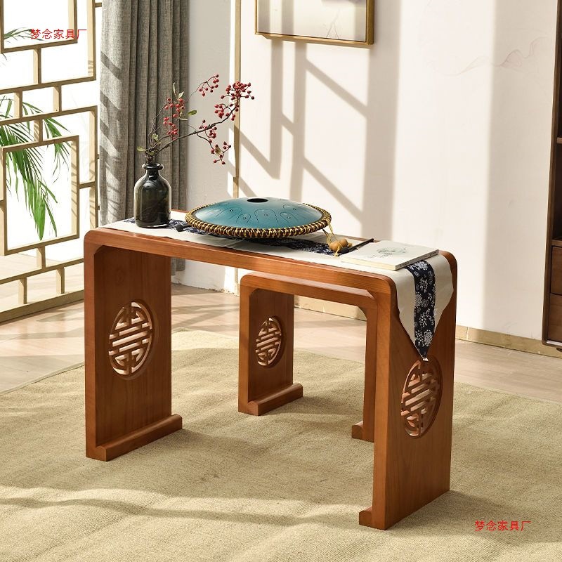 Free Shipping Guqin Table and Stools, Chinese Calligraphy Table, Imitation Guqin Table, Tea Art Table and Stools, Ethereal Drum Table Frame, Solid Wood Paulownia Table and Stools