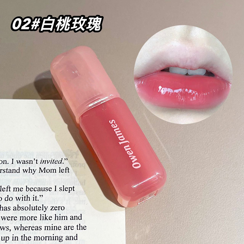 Owenjames Large Ice Bucket Mirror Lip Glaze Long-Lasting Hydrating Pouty Lip Gloss Boiled Water Showing Tender Lip Glaze Student Party