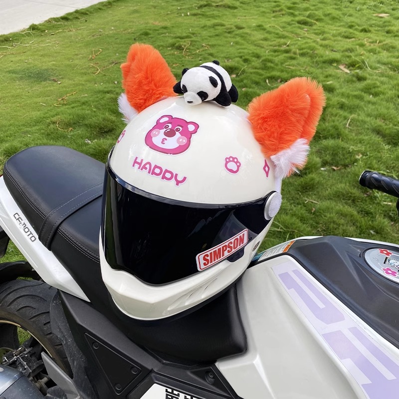 Imitation Rabbit Hair Soft Orange Cat Ear Helmet Decoration All-match Creative Detachable Velcro Decoration Helmet Half Helmet