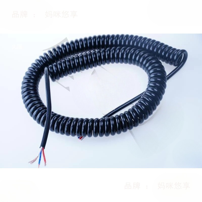 Весной проволока 2-жильный 3-жильный 4-жильный Pu телескопический спиральный кабель стандартный медный кабель черный высокоэластичный силовой шнур