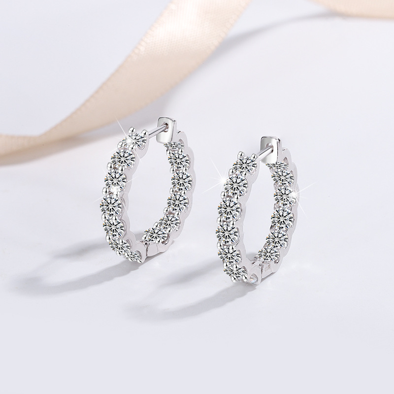 Cross-Border Hot-Selling D Color 2.6 Carat Bull Head Moissanite Earrings S925 Sterling Silver Earrings Full of Diamonds Moissanite Earrings