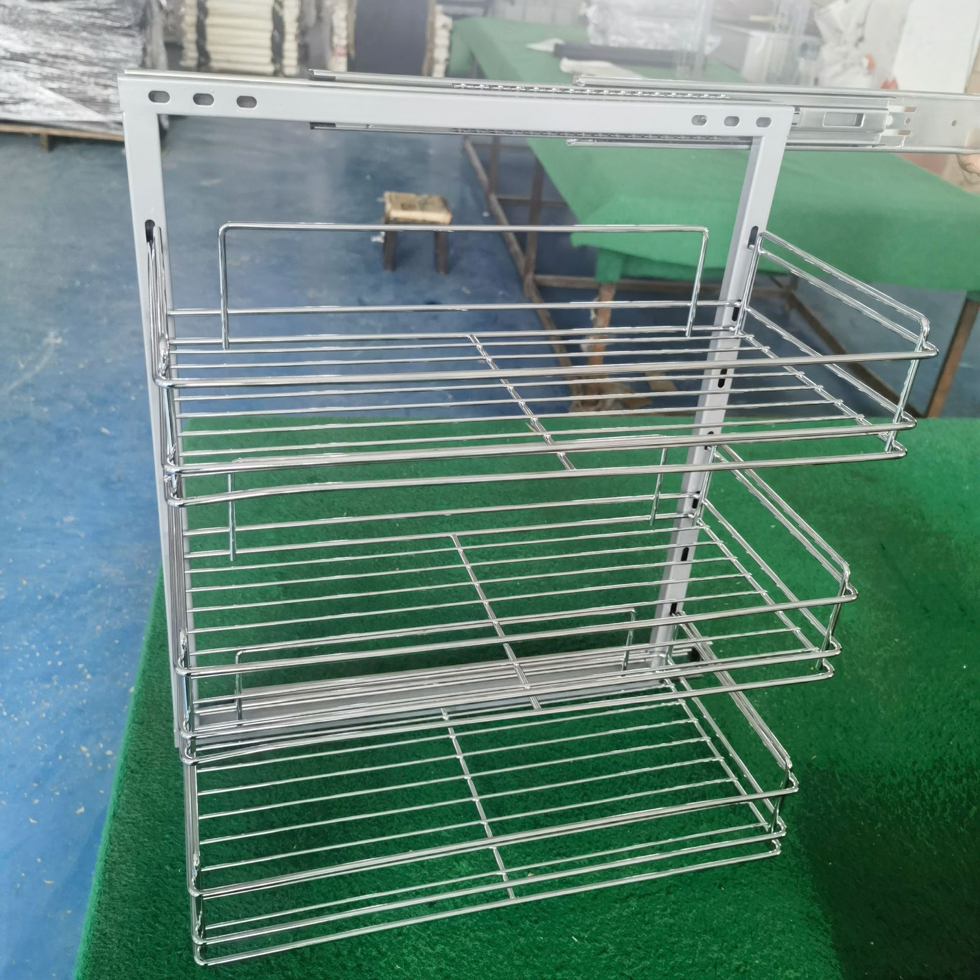 Southeast Asian Cabinet Narrow Pull Basket and Kitchen Side Pull Basket Three-Layer Seasoning Bottle Side Pull Blue Three Layers