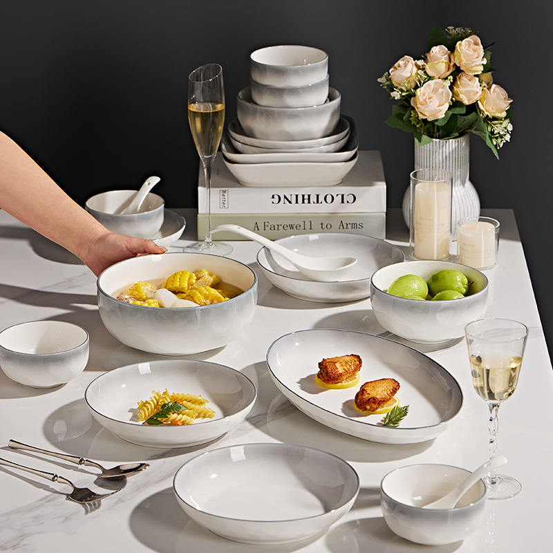 Ceramic Tableware Underglaze Color Rice Bowl Household 2025 New High-End Dishware Set Housewarming Bowls and Chopsticks Wholesale