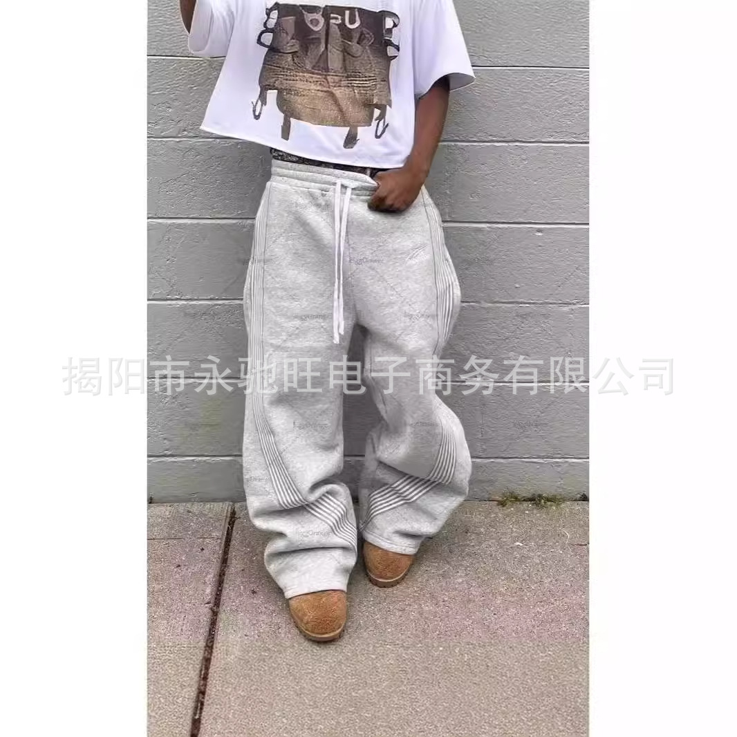 Свободные прямые брюки с полосками, летние, модные, уличный стиль