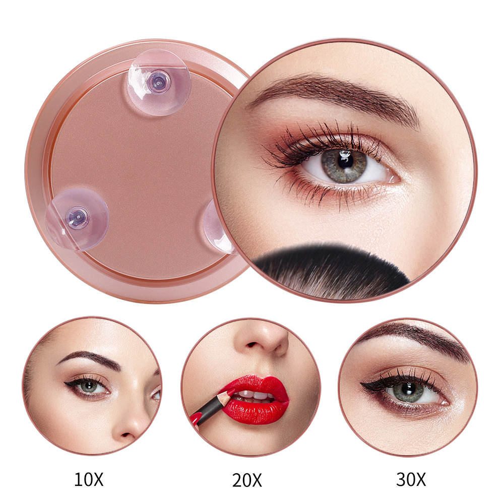 New magnifying glass 15cm10 times 20 times 30 times magnifying glass portable nail-free three suction bathroom makeup sucker mirror