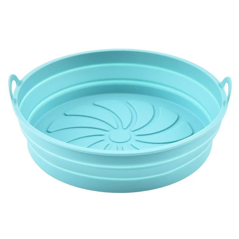 Folding Silicone Air Fryer Baking Basket Food Grade Oven Mold Professional Round Square Bakeware Lace Teeth