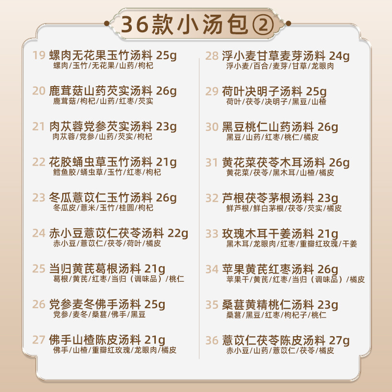 Soup Ingredient Packets Wholesale from Source Manufacturer Guangdong Soup Ingredients Medicinal Diet Health Stew Shop Catering Commercial Soup Packets