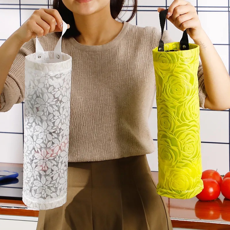 Household Garbage Bag Storage Bag Kitchen Plastic Bag Storage Wall-Mounted Removable Storage Mesh Bag Wall-Mounted Storage Bag